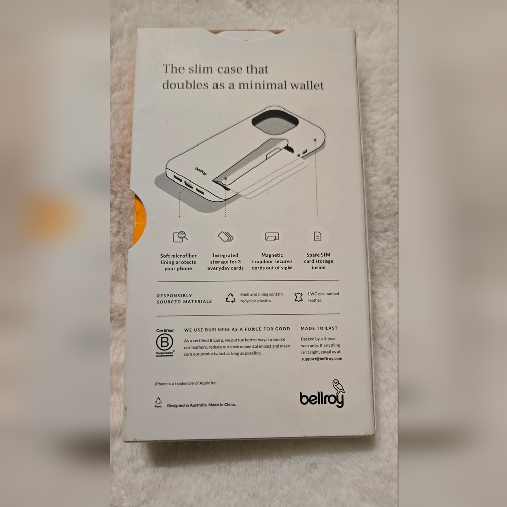 Bellroy Leather Case For iPhone 15 Pro Max (6.7") 3 Card Terracotta New In Box - Picture 5 of 16
